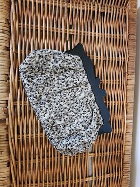 French Connection Black and White Tweed Frame Clutch